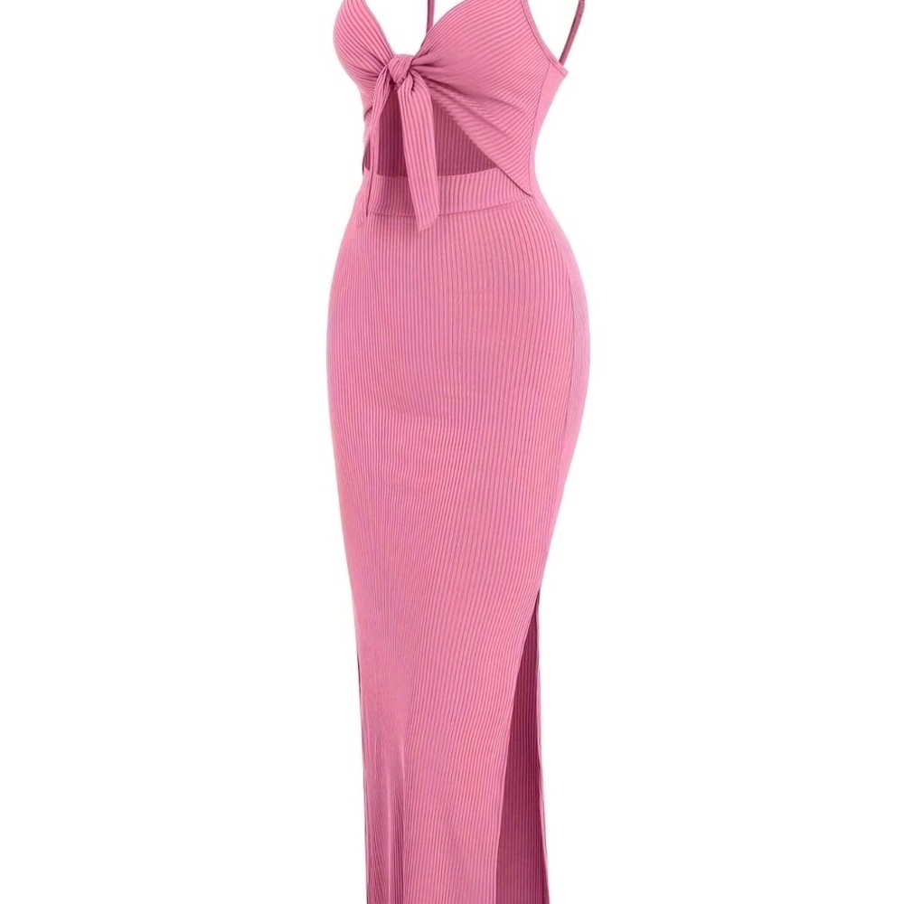 Pink Bodycon Cocktail Dress with Spaghetti Straps
